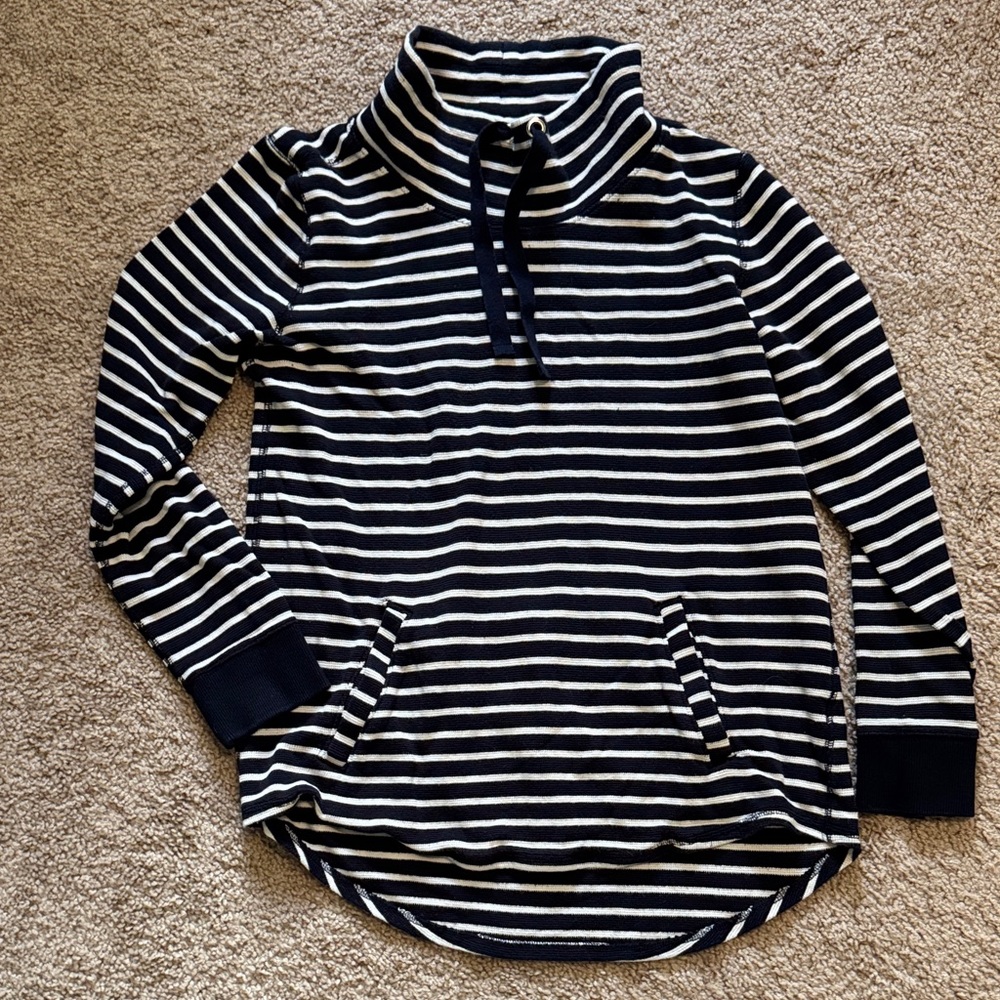 J. Crew Classic Navy and Cream Striped Knit